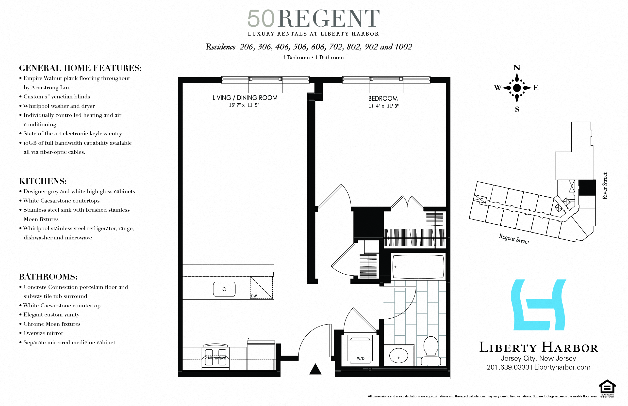 Floor plan for 1 bed, 1 bath, 667 sqft